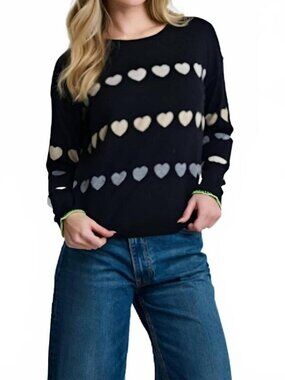 Lisa Todd Heart Love Track Sweater in Black